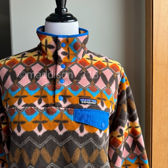 Patagonia Synchilla Snap-T Fleece Small Companions Big Anthos Pink Brown S - Picture 2 of 11